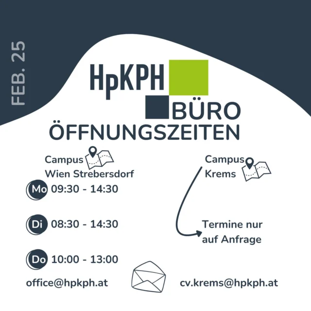Die LV-FREIE-ZEIT hat begonnen und auch wir gönnen uns ein bisschen eine Auszeit...
Okay, das ist nicht ganz wahr, einiges ist liegengeblieben und da müssen wir hinter den Kulissen so manches nacharbeiten. Es wird geplant und organisiert, damit wir auch im kommenden Semester wieder tolle Angebote für euch haben! Außerdem sind wir mit Anerkennungen und Curricula beschäftigt ^.^°

Du hast Ideen, für Projekte/ Events? Kommentiere gern unter diesen Post!
Anfragen für Unterstützung bei allem Rund ums Studium bitte per Mail an office@hpkph.at

Wir wünschen euch eine angenehme Atempause vor dem nächsten Semester und viel Glück für die letzten Prüfungen und Abgaben.

Alles Gute und bis bald, online oder am Campus! 
Dein HpKPH-Team💚

 #Lehramt #lehramt #studileben #studilife
